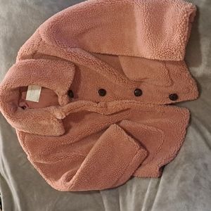 Zara teddy coat L pink rose